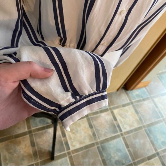 Brandy Melville J. Galt • Striped Crop Cinch Tie Waist Blouse - Picture 6 of 10